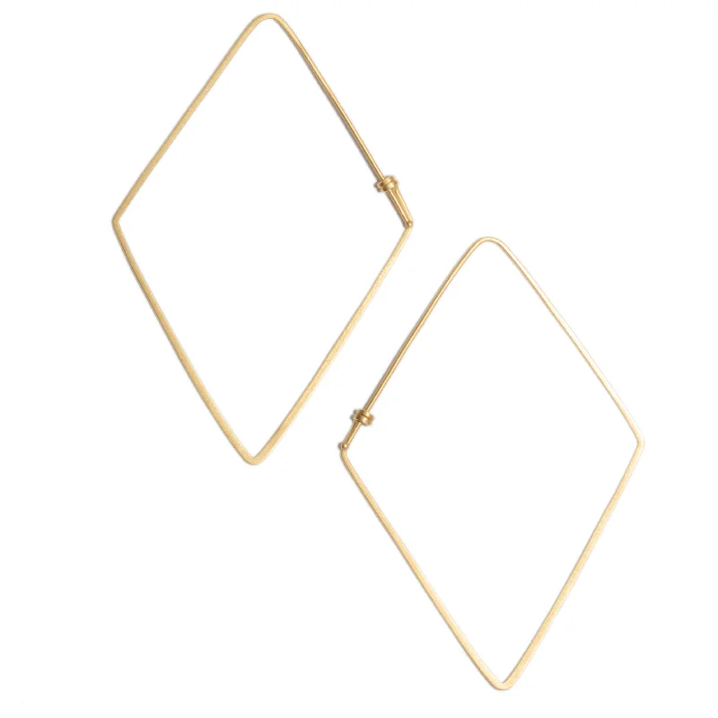 luxury crystal earrings for women -<!--ER619-->rhombus dainty hoop earrings