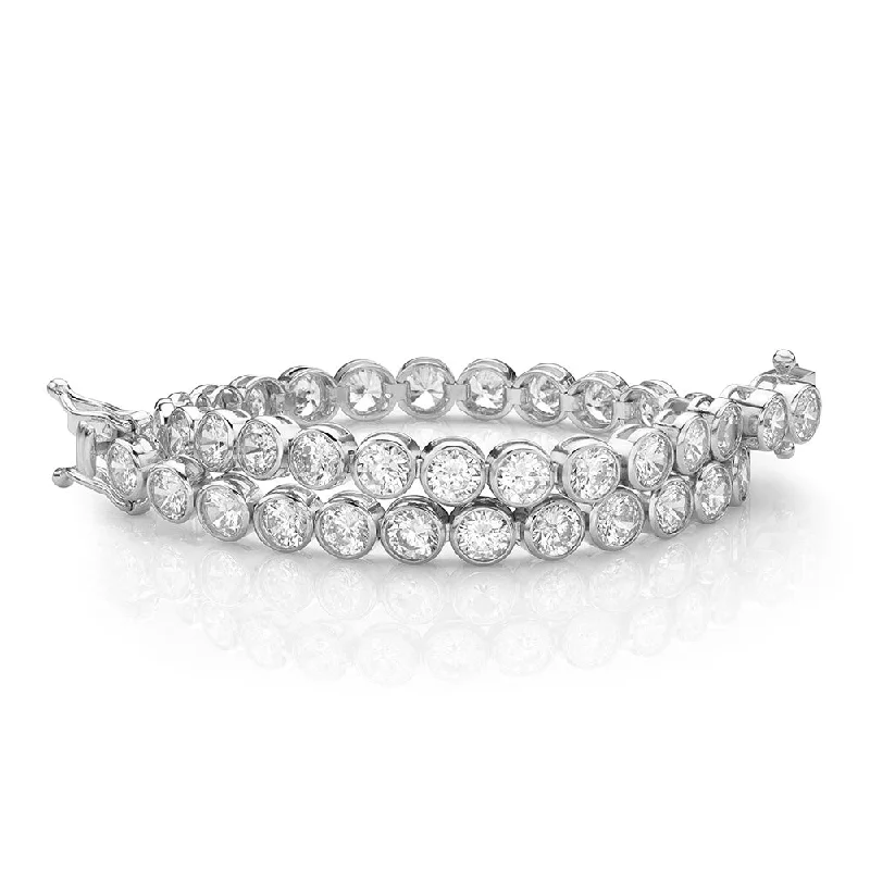 diamond bangles for women -Round Brilliant tennis bracelet with 9.25 carats* of diamond simulants in 10 carat white gold