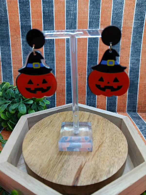 women’s silver drop earrings -Jack O' Lantern Earrings