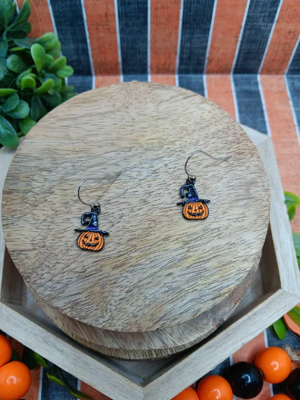 colorful gemstone earrings -Dainty Jack O' Lantern Earrings