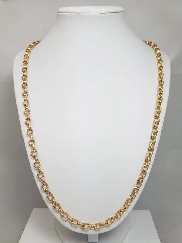 gold necklaces for women -Impressive 24" Solid 14k Yellow Gold Fancy Link Chain Necklace