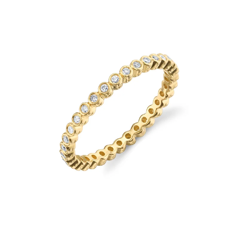 women’s silver wedding rings -Gold & Diamond Bezel Eternity Ring