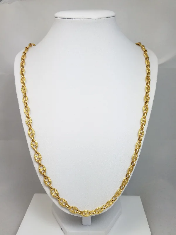 cute necklaces for women -Vintage 31" Solid 18k Yellow Gold Fancy Link Chain Necklace