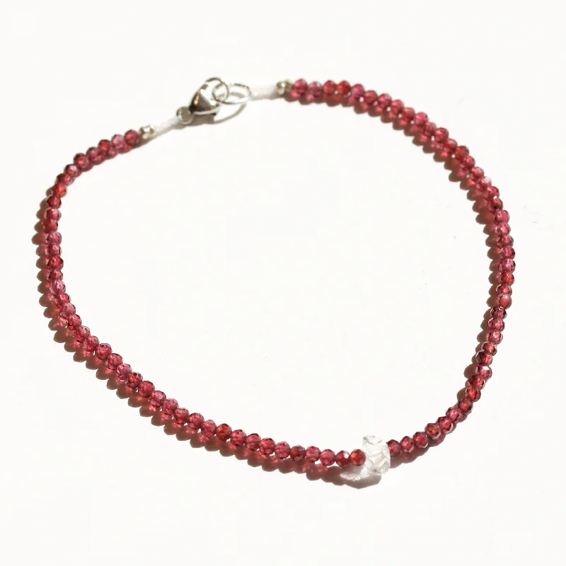 personalized bracelets for women -Garnet + Herkimer Bracelet No.23