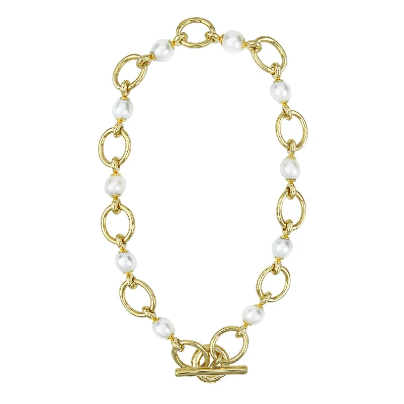 women’s layered gold necklaces -Toggle Necklace - South Sea Pearl