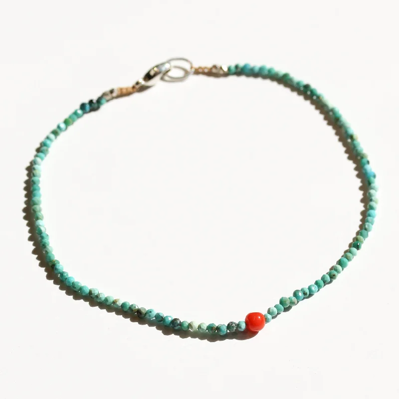 luxury bracelets for women -Turquoise + Coral Bracelet No.34