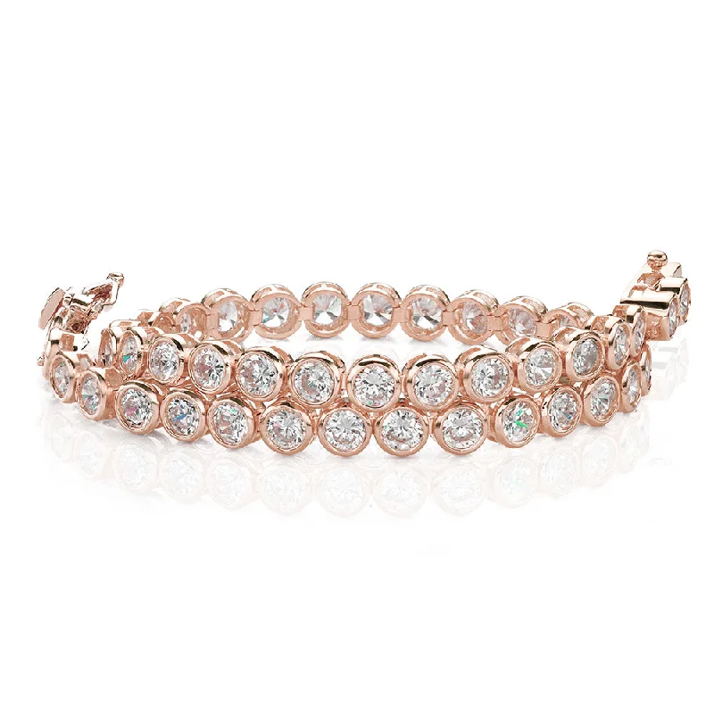 colorful bangles for women -Round Brilliant tennis bracelet with 5.28 carats* of diamond simulants in 10 carat rose gold