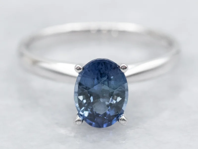 stackable engagement rings -Sapphire Solitaire Engagement Ring