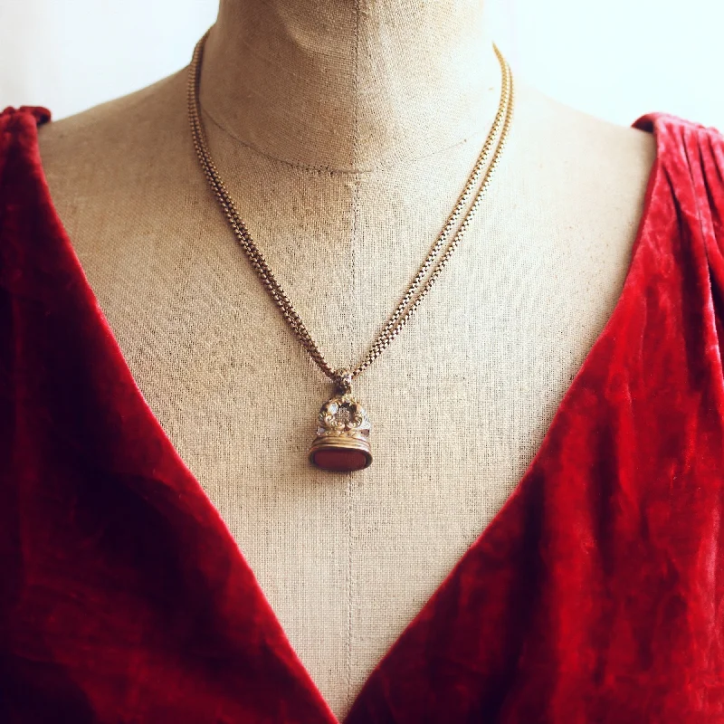 women’s layered gold necklaces -Striking Antique Georgian Fob and Guard Chain