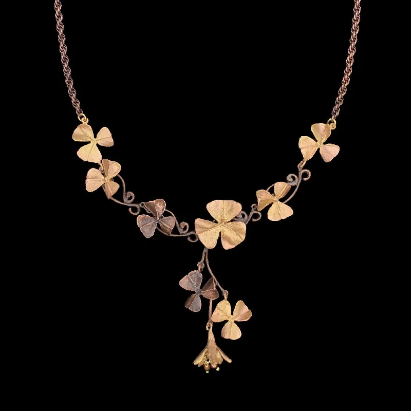 creative design necklaces for women -Wood Sorrel Necklace - Flower Trio