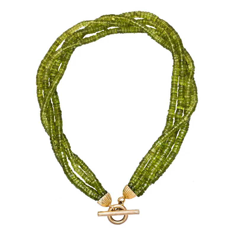 women’s heart necklaces -Toggle Necklace - Peridot and Diamond