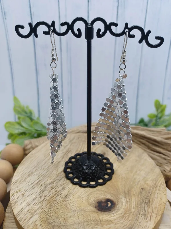 custom-made earrings for women -Silver Chain Style Earrings