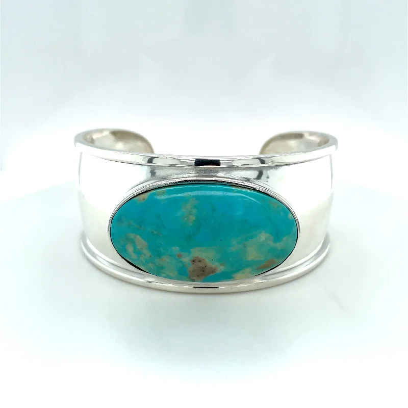 women’s cuff bangles -Sterling Silver custom bangle with Arkansas Turquoise