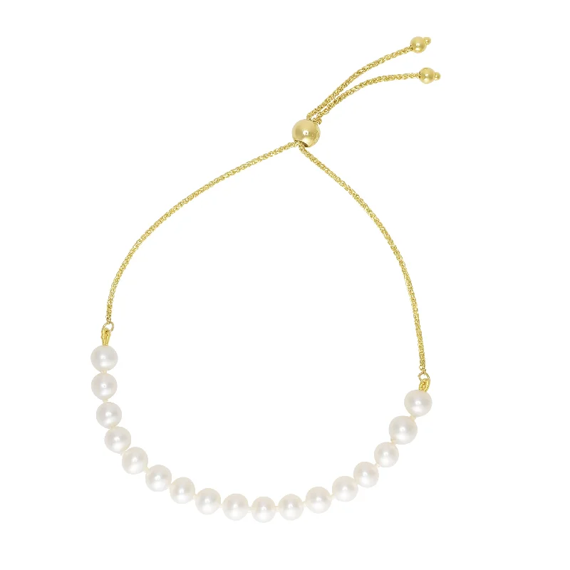 gold charm bracelets for women -14K Pearl String Friendship Bracelet