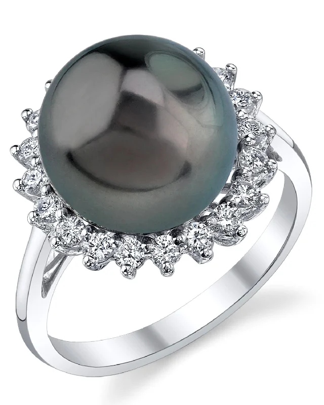 engagement rings for women -Tahitian South Sea Pearl & Diamond Sage Ring