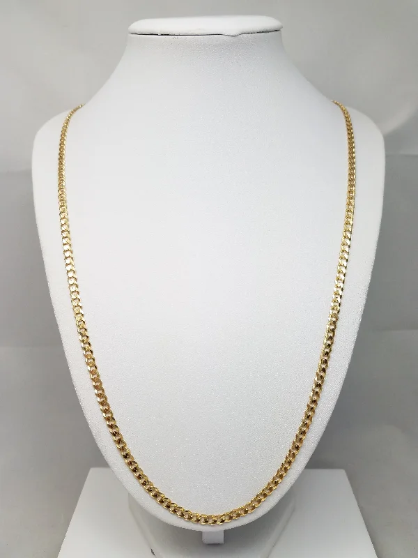 chunky necklaces for women -Sporty 27.75" Solid 14k Yellow Gold Concave Curb Link Chain Necklace