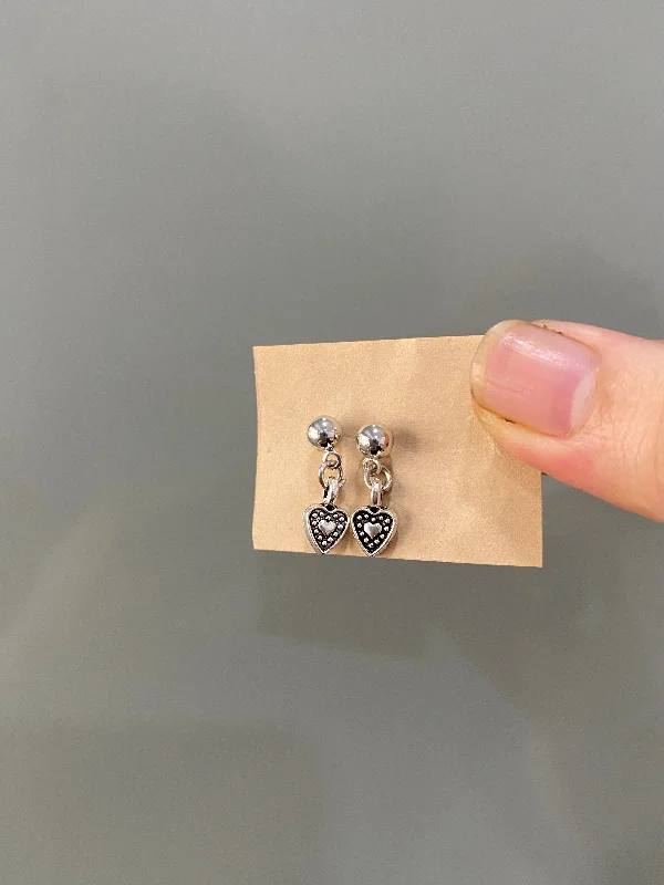 elegant hoop earrings for women -SILVER MINI HEART STUD EARRINGS