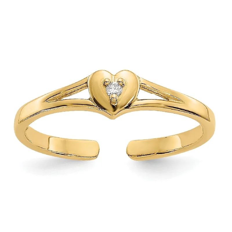 dainty rings for women -14KT Yellow Gold 1/100 CTW Heart Toe Ring