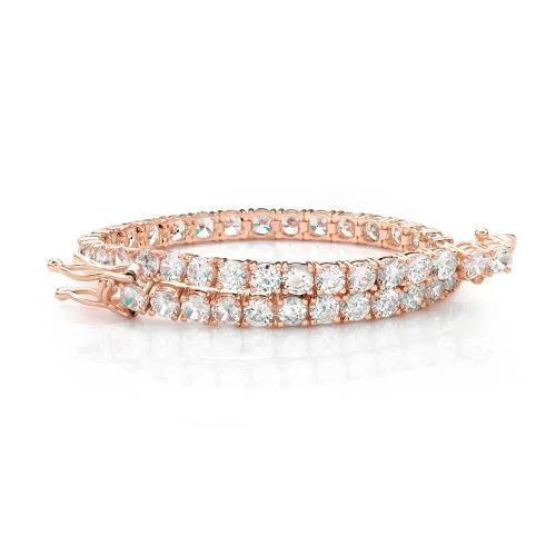 luxury bangles for women -Round Brilliant tennis bracelet with 9.52 carats* of diamond simulants in 10 carat rose gold