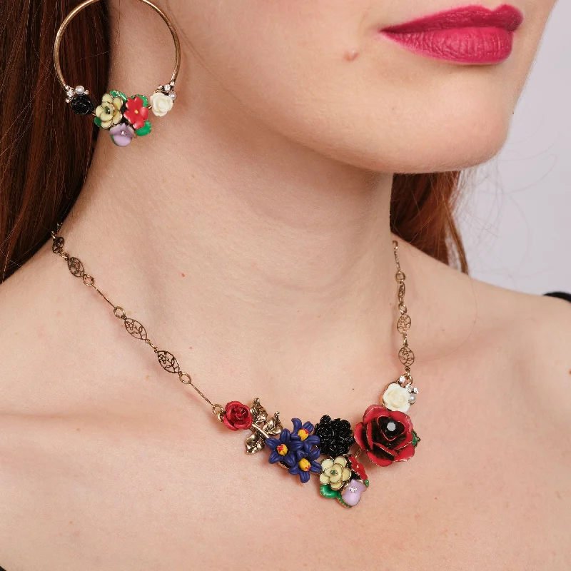 wedding day necklaces for women -Frida Cluster Flower Vintage Style Necklace