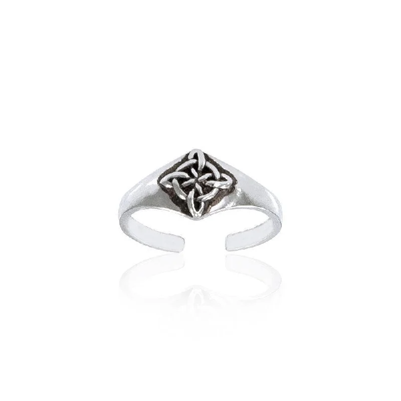 personalized gemstone rings -Celtic Four Point Quaternary Knot Silver Toe Ring TR3791