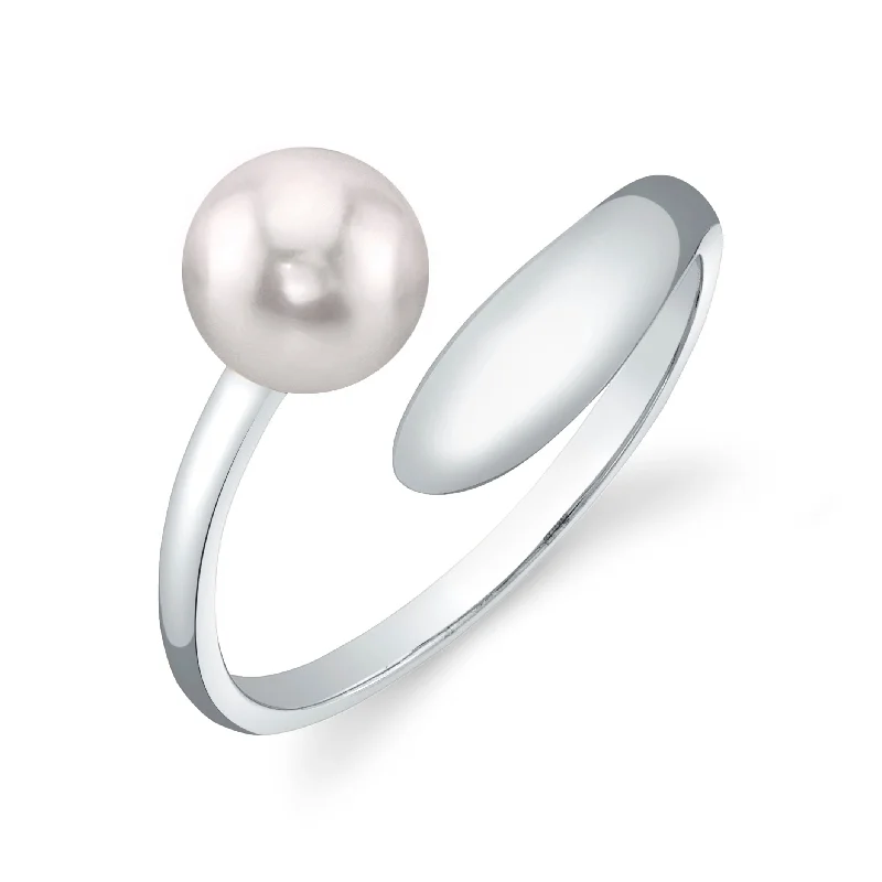 elegant diamond rings for women -White South Sea Pearl Mindy Ring