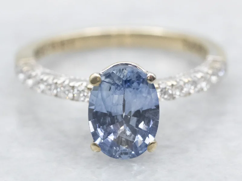 silver engagement rings -Fine Sapphire and Diamond Engagement Ring