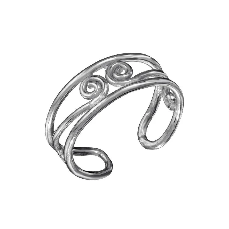 diamond rings for women -Silver 925 S Curl Adjustable Toe Ring - TR256-A