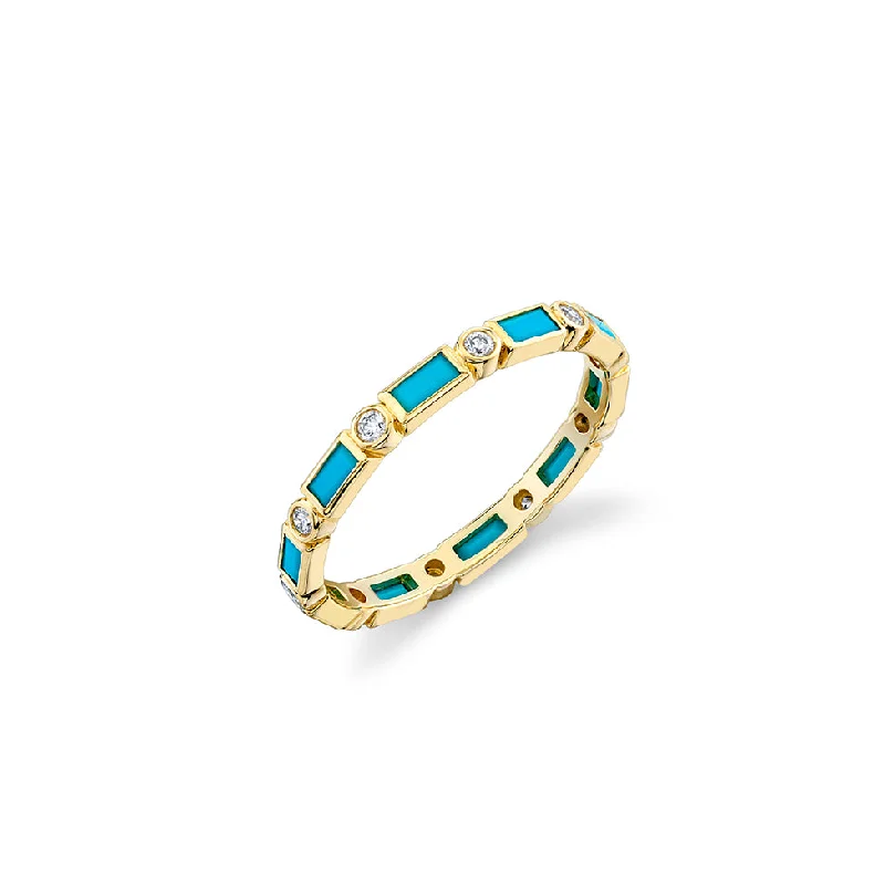 simple gold rings for women -Gold & Gemstone Baguette and Bezel Eternity Ring