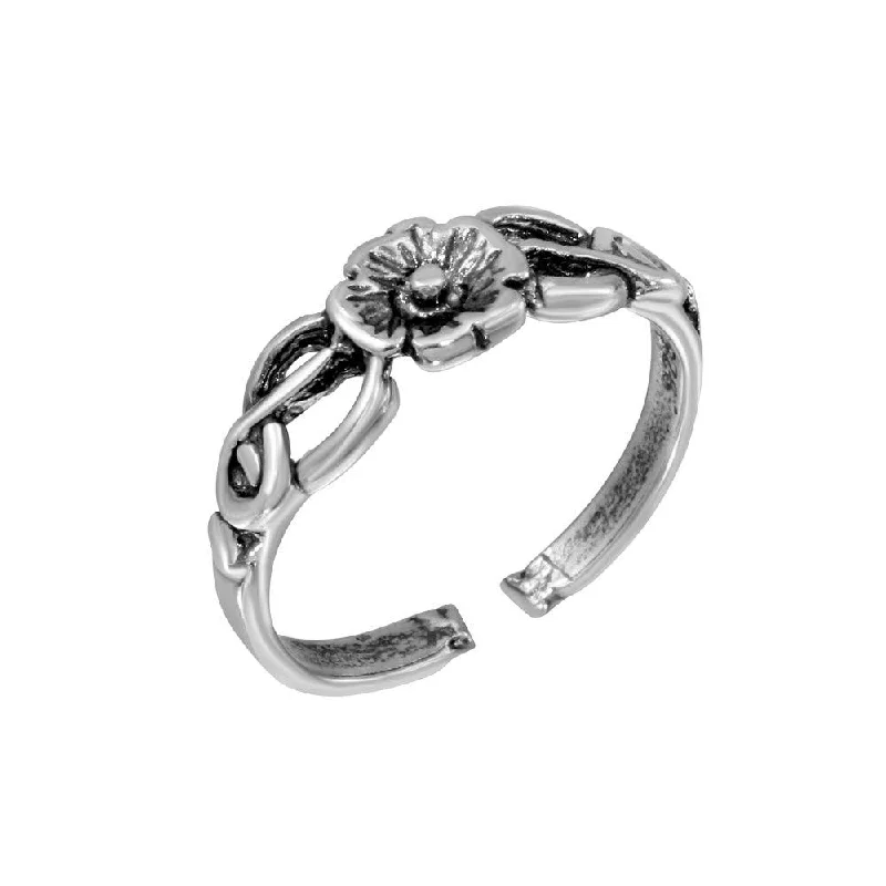 engagement rings for women -Silver 925 Vine Flower Adjustable Toe Ring - TR160-A