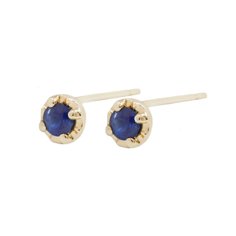 crystal earrings for women -Blue sappphire prong studs