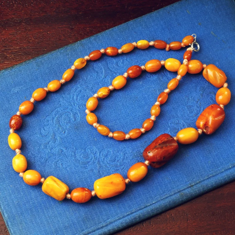 classic necklaces for women -Antique 1920's Art Deco Carved Amber Necklace