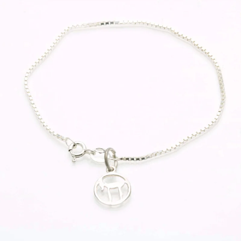 bracelet sets for women -Sterling Silver Encircled Chai Chain Bracelet