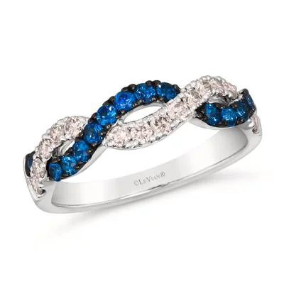 trendy rings for women -14K White Gold 0.77ctw Blue Sapphire & Diamond Twist Band by Le Vian