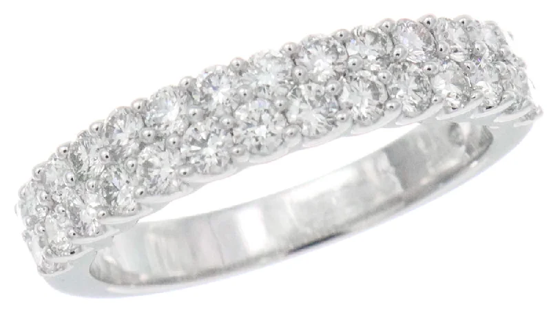 unique rings for women -14K White Gold 0.93ctw Round Diamond Multi Row Wedding Band