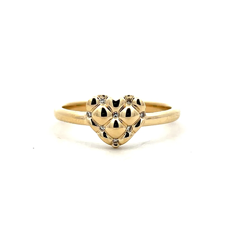 diamond eternity rings -10K Yellow Gold 0.03ctw Quilted Diamond Heart Ring