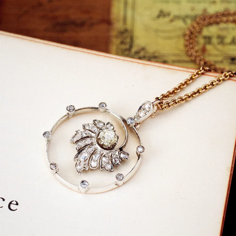 unique charm necklaces for women -Refined Beauty! Antique Diamond Circlet Pendant