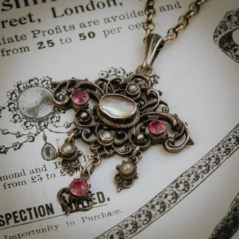 gemstone pendant necklaces for women -Entrancing Antique Silver Austro-Hungarian Pendant