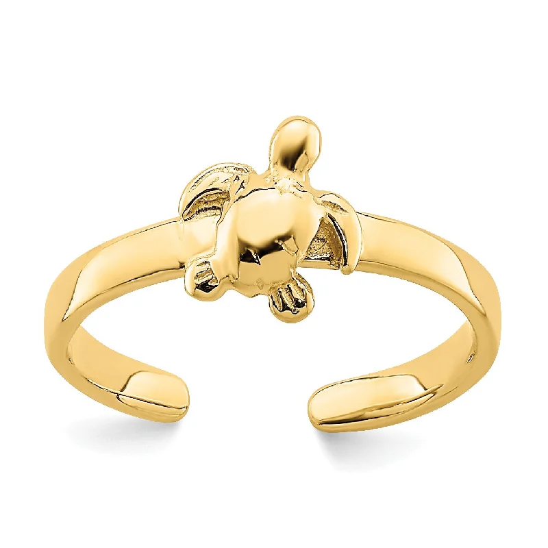 silver rings for women -14KT Yellow Gold Sea Turtle Toe Ring