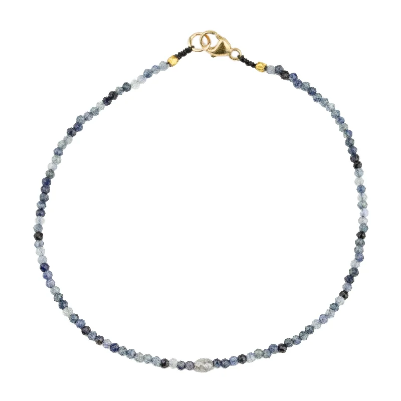 women’s charm bangles -Blue Sapphire + Grey Diamond Bracelet