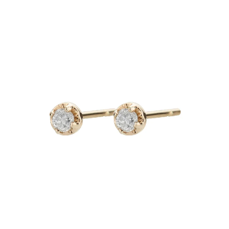 luxury earrings for women -Medium prong studs, white diamond