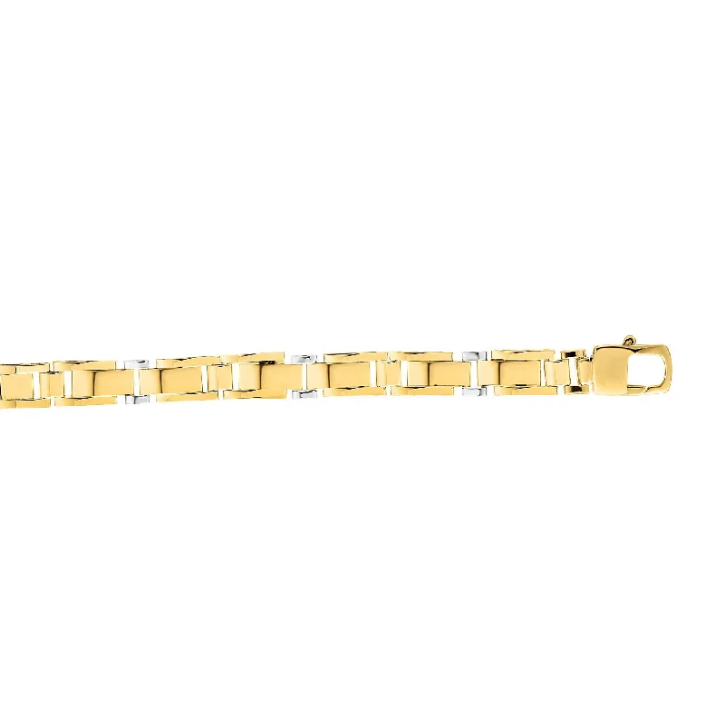 diamond bangles for women -14kt Gold 8.25 inches Yellow+White Finish 7mm Shiny Fancy Fancy Bracelet with Lobster Clasp