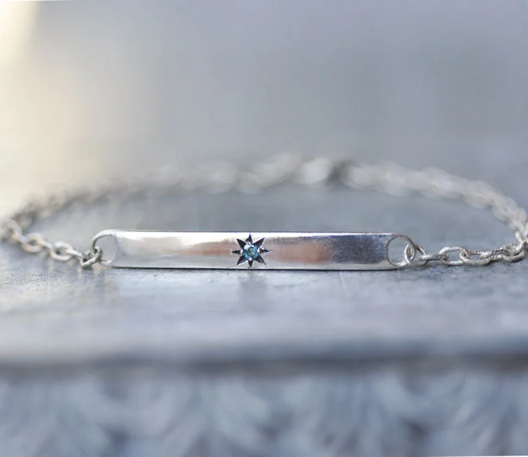 stacked bracelets for women -Celestial Blue Diamond Star Bracelet