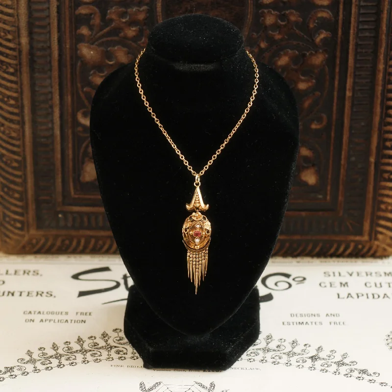 adjustable necklaces for women -Circa 1860's Victorian Etruscan Revival Pendant