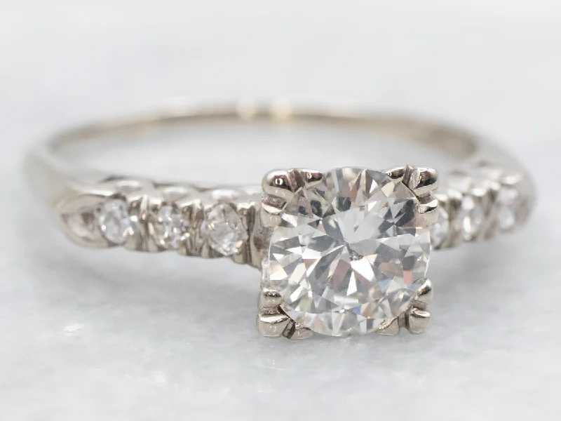 vintage-inspired engagement rings -Round Brilliant and Old Mine Cut Diamond Engagement Ring