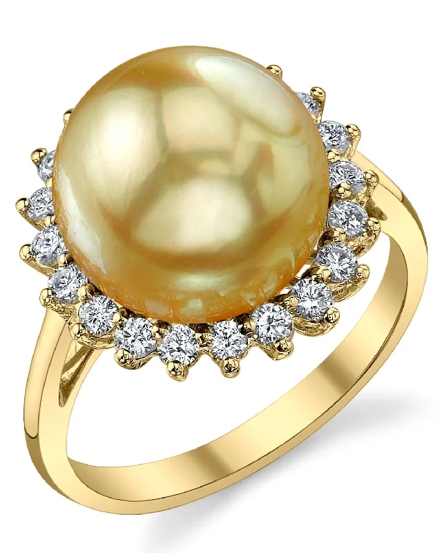 stacking rings for women -Golden South Sea Pearl & Diamond Adoration Ring