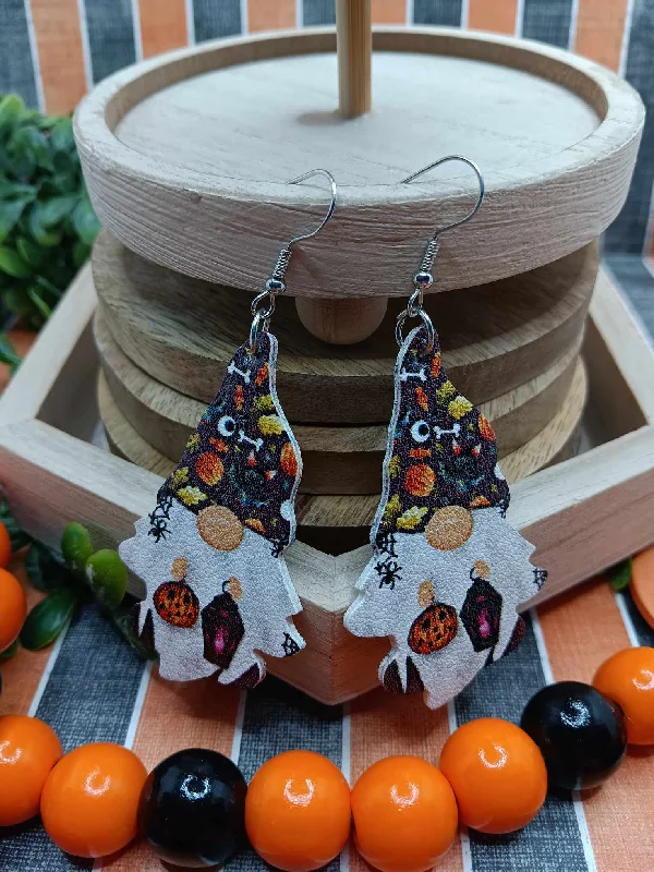 colorful gemstone earrings -Halloween Gnome Earrings