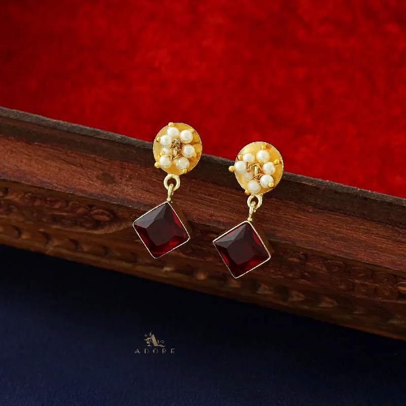 elegant gold earrings for women -Golden Coin + Glossy Diamond Pearl Cluster Earring