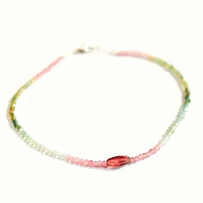 simple bangles for women -Watermelon Tourmaline & Pink Tourmaline Bracelet No. 130