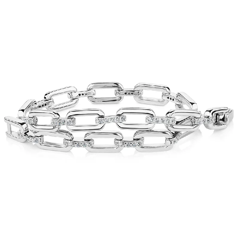 women’s charm bangles -Round Brilliant bracelet with 0.70 carats* of diamond simulants in sterling silver